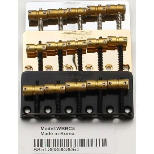 WBBC5 Bass Guitar Bridge Wilkinson Brass Saddles in Chrome, Black or Gold