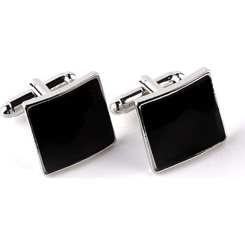 Black enamel Cuffinks man square Cuflink simple Solid color Cuff Links Button classic business French shirt cuff link husband