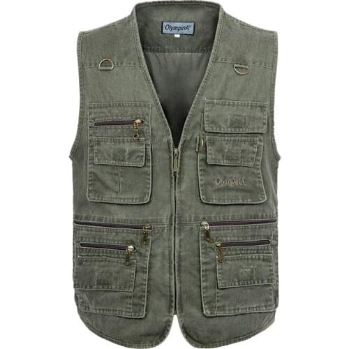 B Oversize 5XL Multifunction Men Vest With Many Pockets Quick Dry Sleeveless Waistcoat Travel Clothes Photography cotton Vest