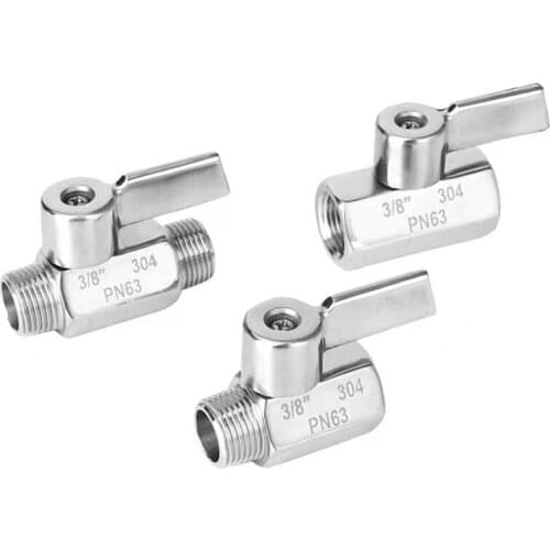 1/8" 1/4" 3/8" 1/2" 3/4" 1" BSP NPT F/M M/M F/F SS304 Pneumatic Mini Ball Valve Manual Metal Handle Switch