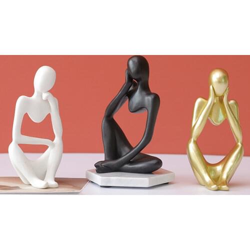 1PC Mini Character Statue Thinker Sculpture Abstract Resin Sculpture Ornaments For Home Desktop Furnishings Home Decor