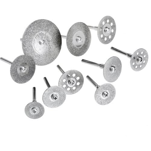 10Pcs Dremel Accessories Diamond Cutting Disc Mini Saw Blade Grinding Wheel Set Rotary Tool 3.17mm Shank for Metal Stone Cutting