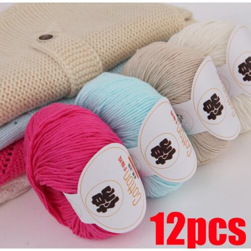 12pcs 50g Knitted Yarn Wholesale 100% Cotton Yarn for Knitting Crochet Threads Ilos Para Tejer