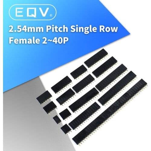 2.54mm Pitch Single Row Female 2~40P PCB socket Board Pin Header Connector Strip Pinheader 2/3/4/6/10/12/16/20/40Pin For Arduino