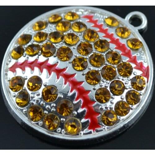 20pcs a lot baseball crystal enamel sporty charm