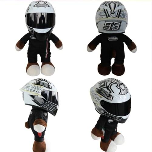 28cm NEW Bear Doll Stuffed Animals Toys Wear A Helmet Suit Doll Motorcycle Helmet Racing Doll Decoration Gift