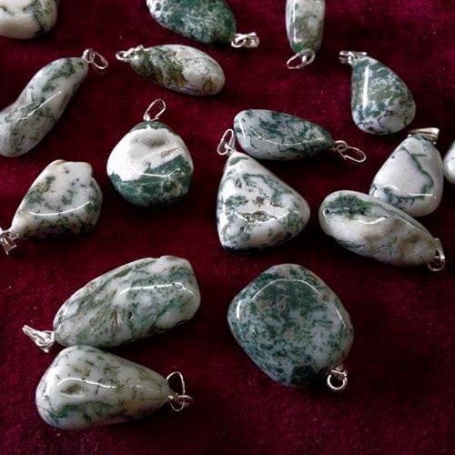 30PCS 10-20MM Natural Tree-vein Stone Semi-precious Stones Jewelry Necklace Pendants