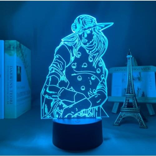 3d Light Anime JoJo Bizarre Adventure Gyro Zeppeli for Bedroom Decor Light Birthday Gift for Him Jojo Led Lamp Manga