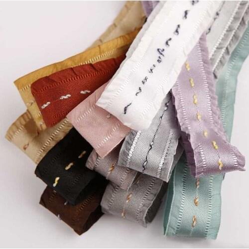 5yards Solid Color Jump Dot Ruffle Polyester Ribbon Hat Clothing Accessories Bouquet Packaging Bowknot Ribbons