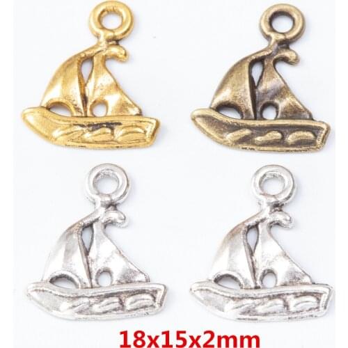 80 pieces of retro metal zinc alloy sailboat pendant for DIY handmade jewelry necklace making 7638