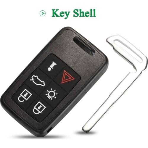 Bilchave 6 Buttons For Volvo S60 V60 S80 XC70 XC60 V70 2008-2017 Fob Remote Car Key Shell No logo With Uncut Blade Replacement