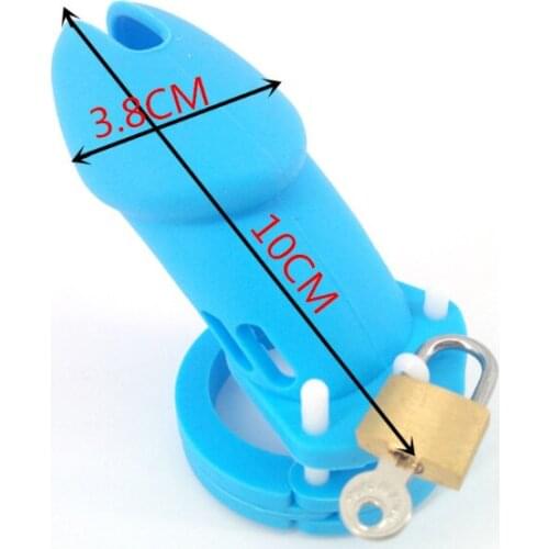CB6000 CB6000S blue Male Silicone Chastity Device Penis Lock Cock Cage + Brass Lock Adult Sex Toy for Men Chastity Belt G7-2-6
