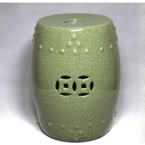 Jingdezhen Ceramic stool Green Open Crack Porcelain Drum stool