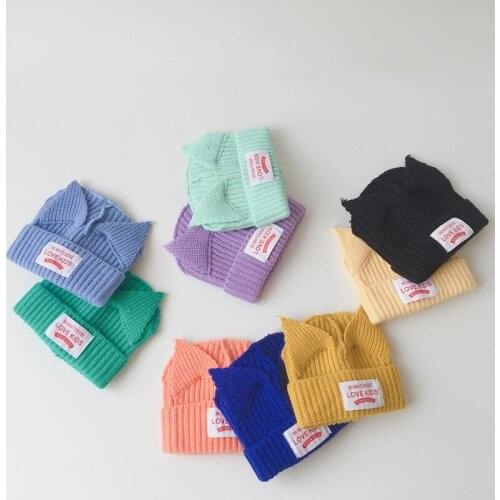 Baby Hat Cat Ears Knitted Hats Warm Newborn Accessories Baby Girl Boy Autumn Winter Kids Cap Infant Toddler Beanie Cap Girls Hat