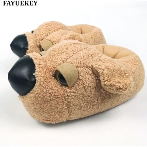 FAYUEKEY Home Cartoon Dog Warm Plush Slippers Cotton Soft Funny Animal Slippers Indoor\Floor Shoes