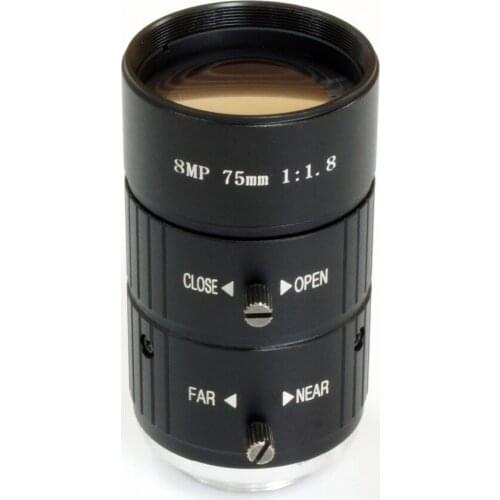 Fixed focus 75mm 8MP CCTV camera lens C mount