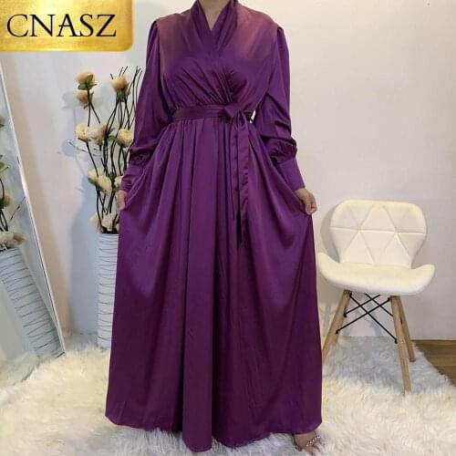 Hot Sale Elegant Muslim Women Clothing Middle East Dubai Fashion Maxi Long Satin Islam Dress 2020 New Beautiful Ladies Dress