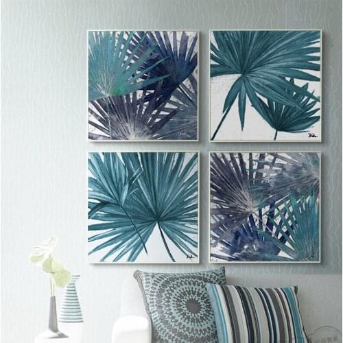 Banana Leaf Canvas Painting Monstera Plant Poster Botanical Print Blue Wall Art Modern Decorative Wall Pictures for Living Room