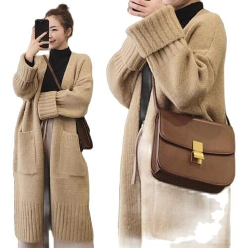 2021 Ins Women Fashion Knit Cardigans Women Clothing Long Sweaters Autumn Winter Clothing Long Cardigans