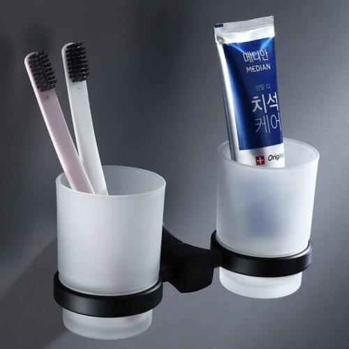 Spray Paint Cup Tumbler Holders Black Grind Glass Cups Toothbrush Tooth Cup Holder Bathroom Accessories