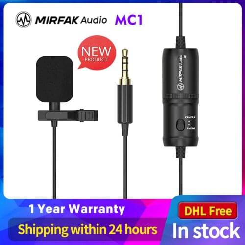 Mirfak MC1 Lavalier Microphone, 3.5mm Output Clip-on lavalier Microphone Compatible with Laptop, Desktop, PC, Phone, Camcorder