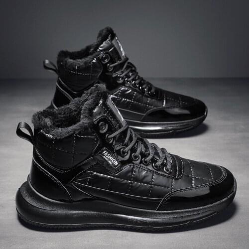 Korean style fashion plus velvet mid-high sneakers trendy shoes mens shoes casual cotton shoes old shoes casual sports shoes