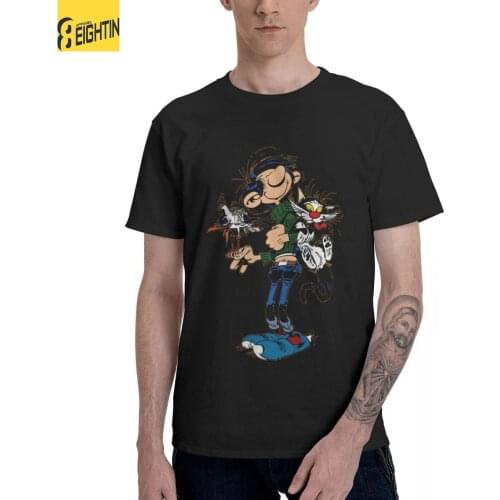 Mens The Twins Of Gambler Gomer Goof T Shirts Gastone Lagaffe Pure Cotton Clothes Short Sleeve Tee Shirt Plus Size T-Shirts