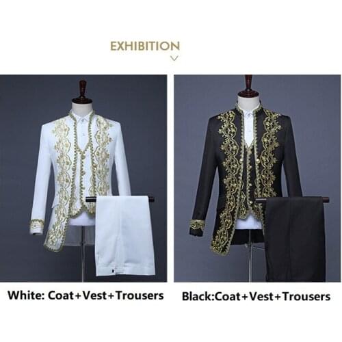 3PCS Tops+ Vest+ Pants Gentlemen Mens Coat Fashion Steampunk Vintage Tailcoat Jacket Gothic Victorian Frock Coat Mens Uniform