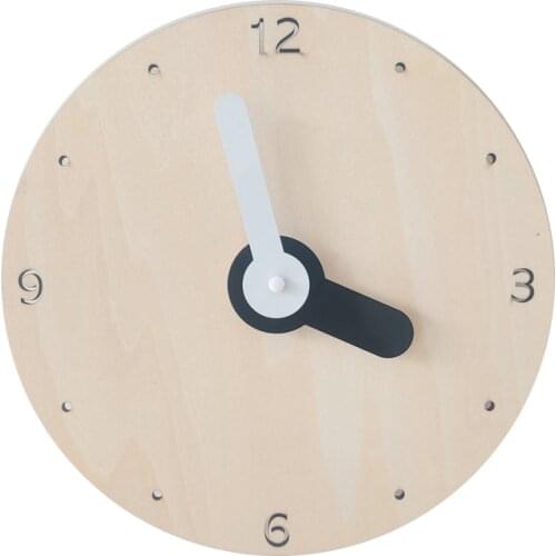 22CM Wall Clock Wooden Round Battery Operated Silent Non-Ticking Wall Clocks Home Decor for Kitchen Living Room Kids Bedroom