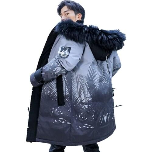 NEW Jacket Mens Winter Jacket Fur Collar Hooded Coat Thick Coat Men Parkas Down Jacket Cotton Inside Warm Windbreaker Overcoat