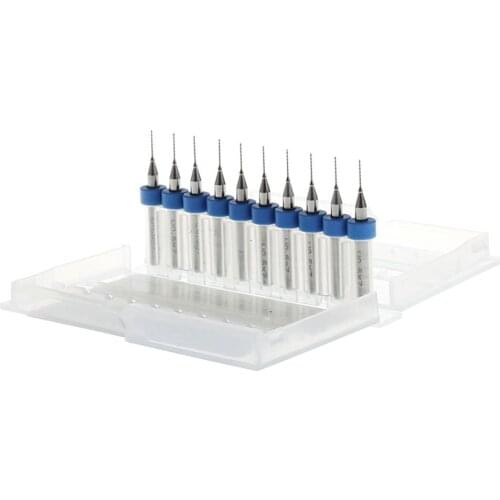 New 10Pc 0.5mm Tip 1/8" Shank Spiral Flute Tungsten Carbide Micro PCB Drill Bits