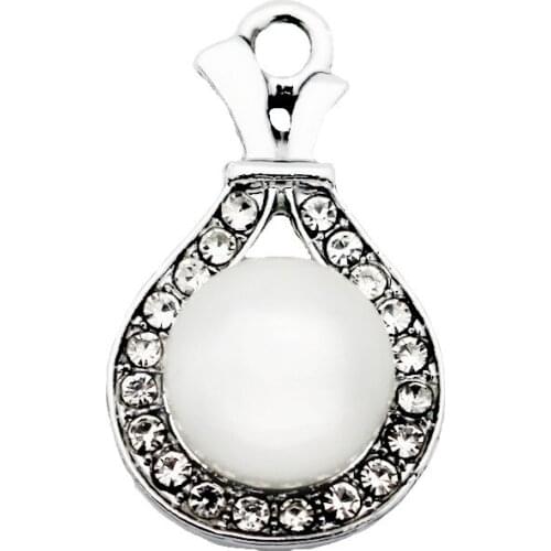 New Style 20pcs/lot Metal Purse Crystal Pearl Dangle Charms Lobster Clasp Charms For Women Earring Necklace Bracelet DIY Jewelry