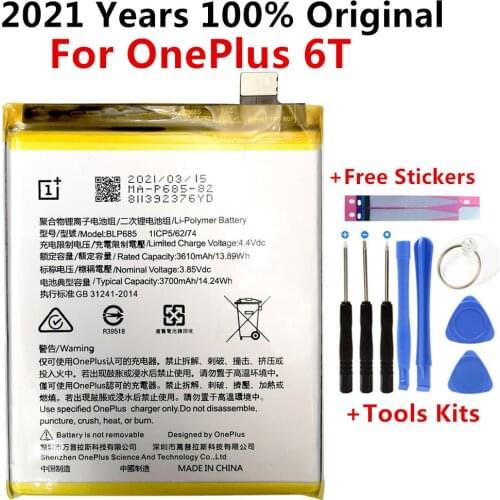 Original Replacement Phone Battery For OnePlus 6T A6010 BLP685 3700mAh High Quality Replacement Li-ion Batteries Free Tools