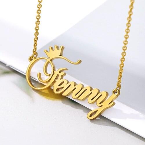 Custom Name Crown Necklace Nameplate Necklace For Women Personalized Stainless Steel Gold Chain Customized Jewelry