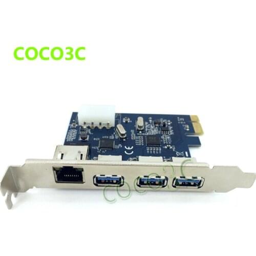 PCI-e to External 3 ports USB 3.0+ RJ45 Gigabit Ethernet Network card USB3.0 + 1000M LAN Combo PCI express card