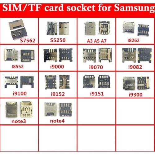 SIM/TF Card Reader connector Holder Socket For Samsung s7562 s5250 a3 5 7 i8262 i8552 i9000 i9082 i9100 i9152 i9151 i9300 note3
