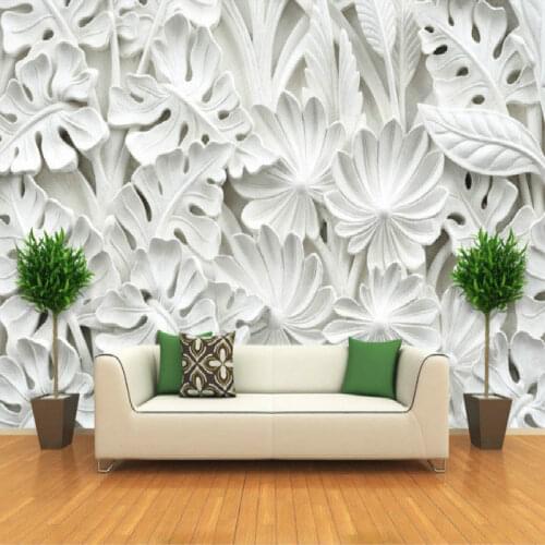 Leaves Pattern Plaster Relief Mural 3D Photo Wallpapers for Living Room Bedroom Wall Painting 3D Modern Wall Papers Home Decor