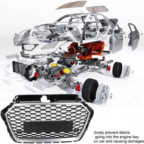 Car Front Bumper Grill Center Grille for Audi A3/S3 8V 2017 2018 2019 (Refit for RS3 Style) Car Front Bumper Grille