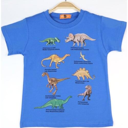 Boys Cartoon T-shirts Kids Dinosaur Print T Shirt For Boys Children Summer Short Sleeve T-shirt Cotton Tops Clothing 3-8 Years