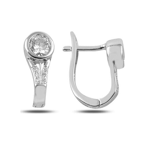 Silverlina Silver Zircon Stone J Earrings