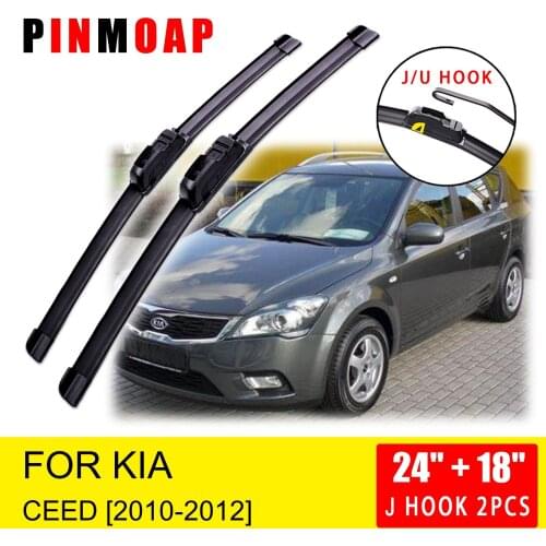 For KIA Ceed 2010 2011 2012 ED Cee'd Front Wiper Blades Brushes Cutter Accessories U J Hook