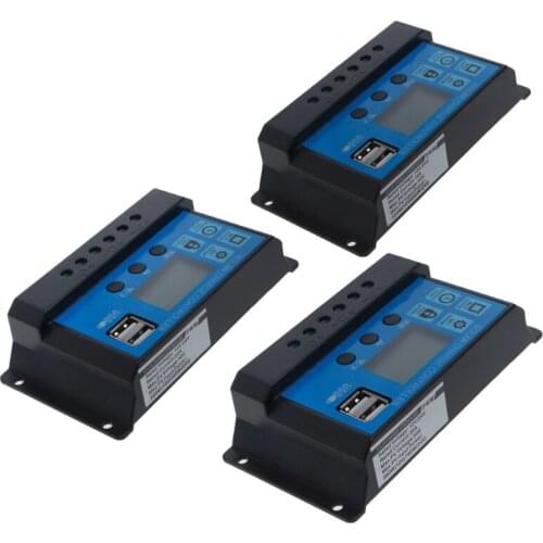 PWM 10/20/30A Dual USB Solar Panel Battery Regulator Charge Controller 12/24V LCD