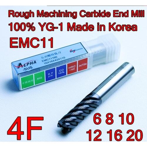 6.0 8.0 10 12 16 20mm-4F 100% YG-1 Made in Korea Rough Machining Carbide End Mill Free shipping