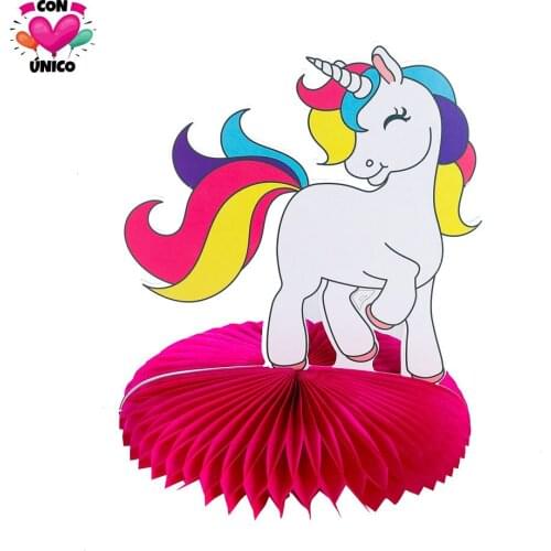 Conunico Unicorn Theme Decoration Birthday Party Supplies Paper Garland Paper Pompom Honeycomb Wedding Kids Centerpiece UC2607