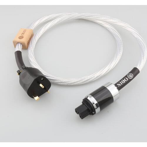 High Qualiry Nordost ODIN silver plated conductor Power cable with gold plated Uk connector 15A IEC Female connector plug