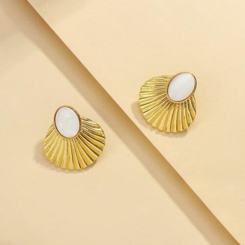 AENSOA Bohemian Alloy Earrings for Women Sector Wave Pendant High Quality Unusual Dangle Drop Earring Party Jewelry Wholesale