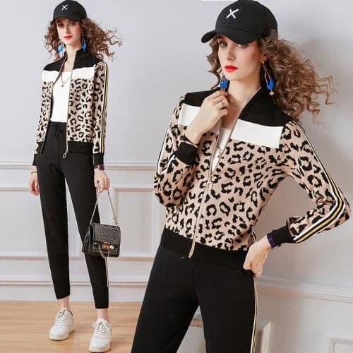 2020 New Women Set Cotton Full Two Piece Coat With Pants Office Lady Zipper Turtleneck Elastic Waist Women Elegant Autumn Set