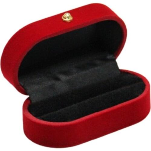 Portable Double Rings Box Display Jewelry Holder Wedding Engagement Ring Case T84A