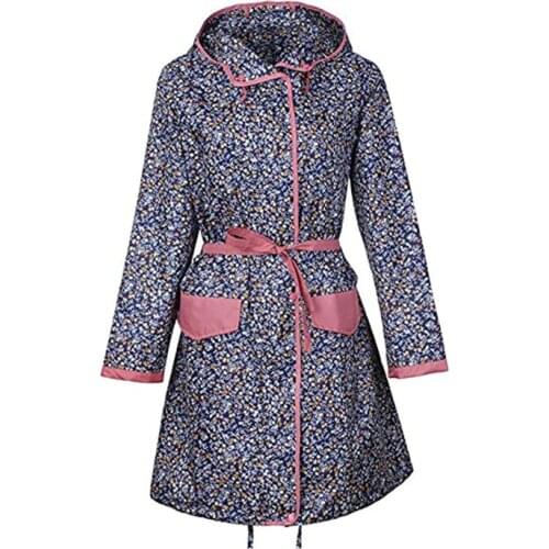 Thin flower long Raincoats women poncho waterproof,Outdoors Rain Ponchos Coat Jackets Female Chubasqueros Muje with belt