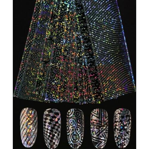 16pcs Laser starry sky nails sheets mixed designs Nail Art transfer stickers holographic paper decals manicure nails decor